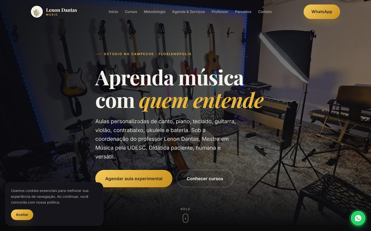 Site da Lenon Dantas Music criado pela LND Digital