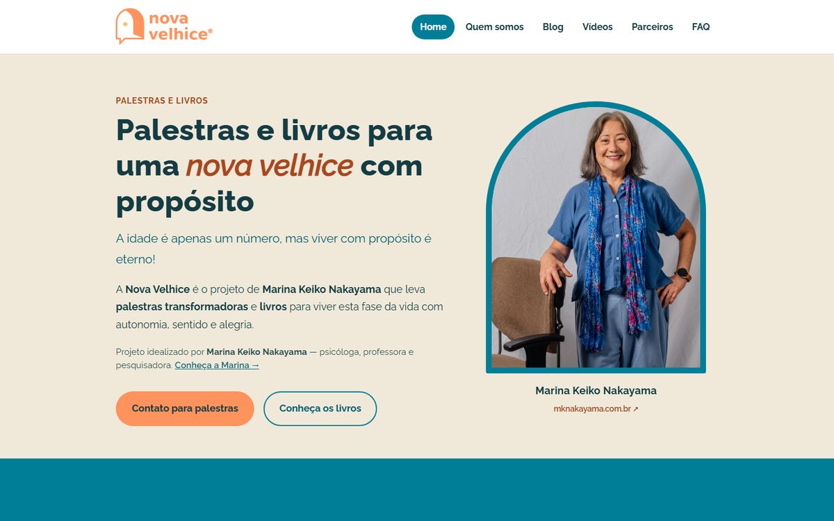 Site do Projeto Nova Velhice criado pela LND Digital